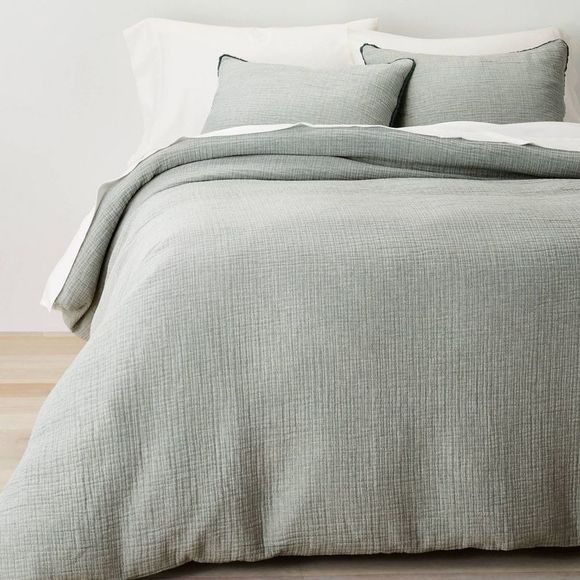 Casaluna Bedding Fullqueen Textured Chambray Cotton Duvet Cover